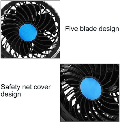 مروحة تبريد للسيارة قابلة للدوران 360 درجة 12 فولت/24 فولت مع سرعتين